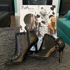 Maria Sharapova By Cole Haan Black Leather Open Toe Baily Bootie